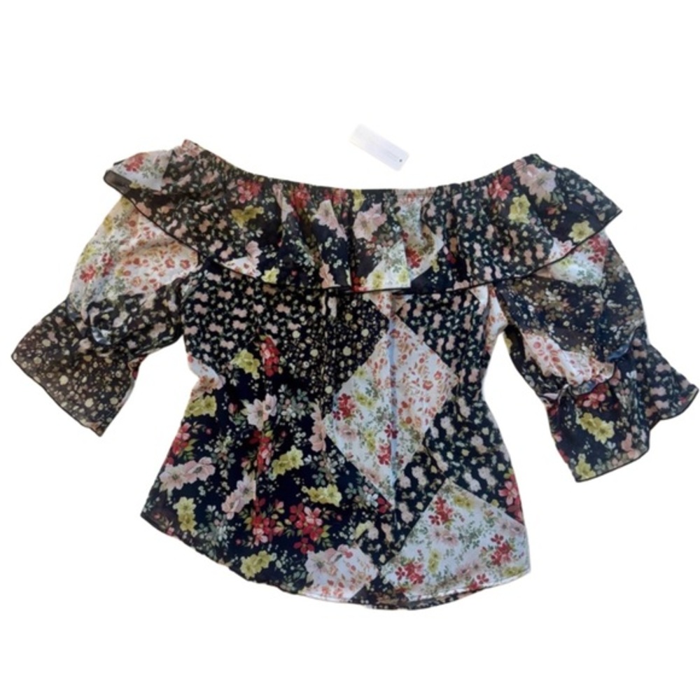 New York & Company Sweet Pea By Stacy Frati Floral Off-Shoulder Blouse